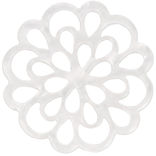 Intercalaire rosace fleur 23 mm en acétate - Blanc nacré x1