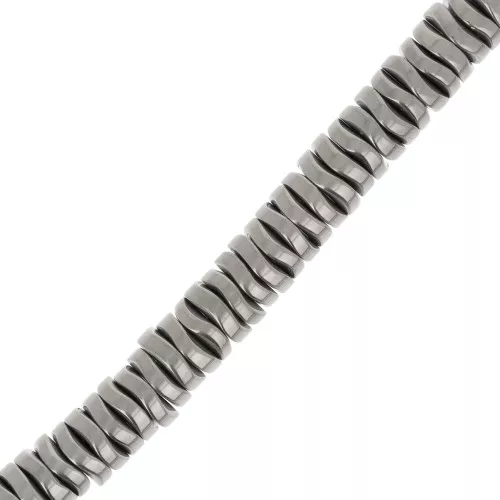 Perles rondelles Heishi ondulées - wavy - imitation Hématite - 6x1.7 mm x39cm