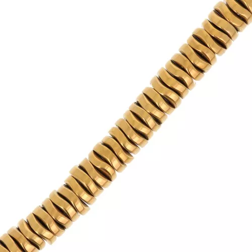 Perles rondelles Heishi ondulées - wavy - imitation Hématite 6x1.7 mm - Doré x39cm