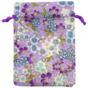 Pochon en polyester motif fleurs pour bijoux - 95x140 mm - Violet - Bleu x1|raw }}