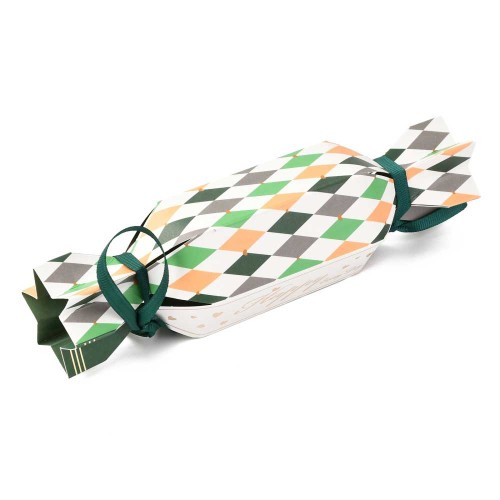 Crackers de Noël à remplir 13x6.5x5.5 cm - Blanc - Vert x1