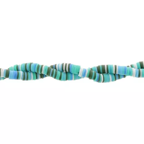 Perles Heishi rondelles en pâte polymère 6x1mm - Mix Turquoise - Vert - Bleu x39cm