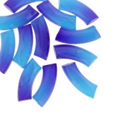 Perles tube incurvé & facetté en résine transparente 37x12 mm - Dégradé bleu x6