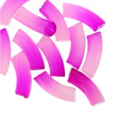 Perles tube incurvé & facetté en résine transparente 37x12 mm - Dégradé violet x6|raw }}