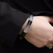 Perles tube incurvé & facetté en résine transparente 37x12 mm - Dégradé violet x6