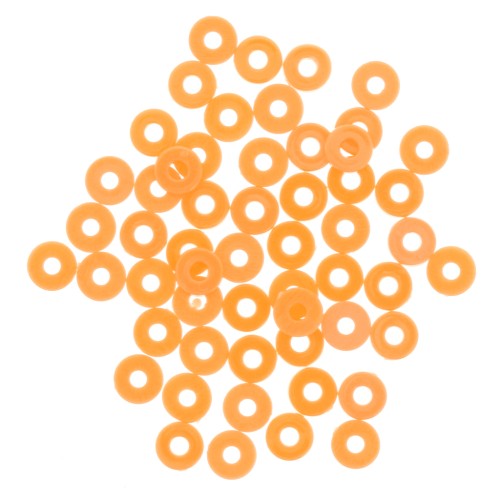 Perles rondelles Heishi en plastique 6x1 mm - Orange fluo x 1.8g