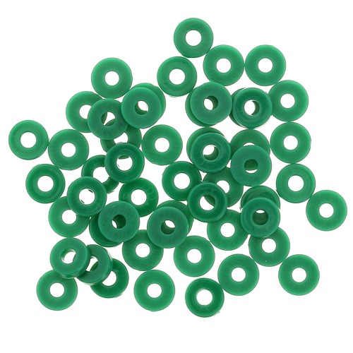 Perles Heishi rondelles  en plastique 6x1 mm - Vert foncé x 1.8g