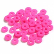 Perles rondelles Heishi en plastique 6x1 mm - Rose bonbon x1.8g|raw }}
