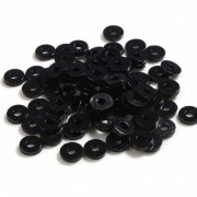 Perles Heishi rondelles  en plastique 6x1 mm - Noir x1.8g