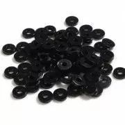 Perles rondelles Heishi en plastique 6x1 mm - Noir x1.8g