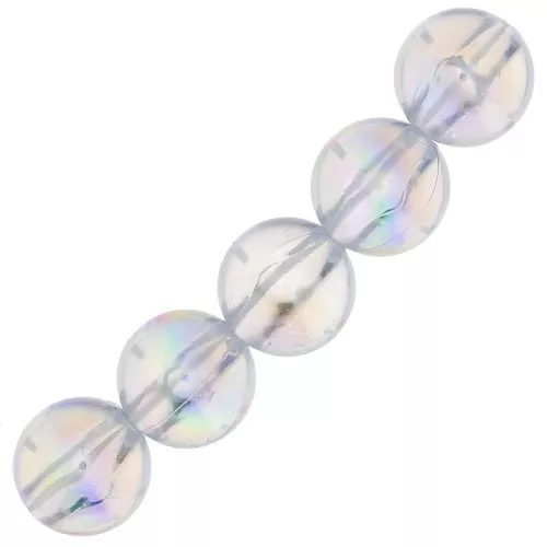 Perles rondes en acrylique 10 mm - Transparent effet AB x10
