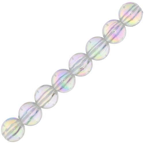 Perles rondes en acrylique 6 mm - Transparent effet AB x10
