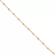 Chaîne avec perles en résine époxy 2mm Acier inoxydable 304 Doré - Rose saumon x1m