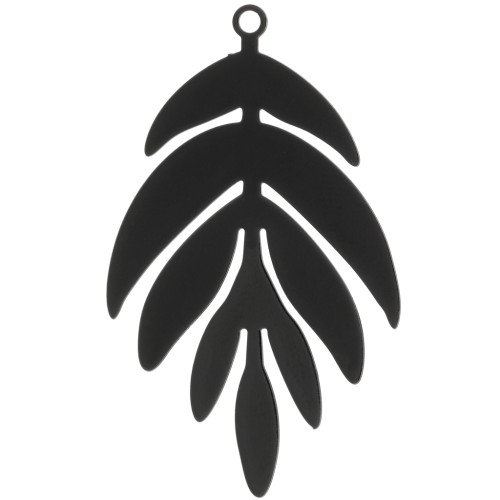 Pendentif teinté feuille 40x24 mm - Noir x1