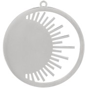 Pendentif rond 30 mm - motif soleil - Acier inoxydable 316L x1