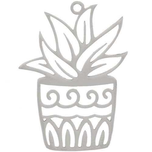 Pendentif plante évidé 31x23 mm - Acier inoxydable 304 x1