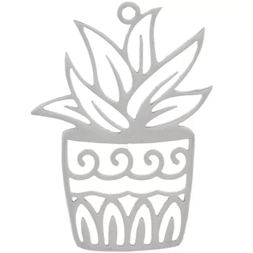 Pendentif plante évidé 31x23 mm - Acier inoxydable 304 x1