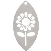 Pendentif navette 30x15 mm - motif fleur évidée - Acier inoxydable 304 x1|raw }}