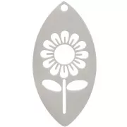 Pendentif navette 30x15 mm - motif fleur évidée - Acier inoxydable 304 x1