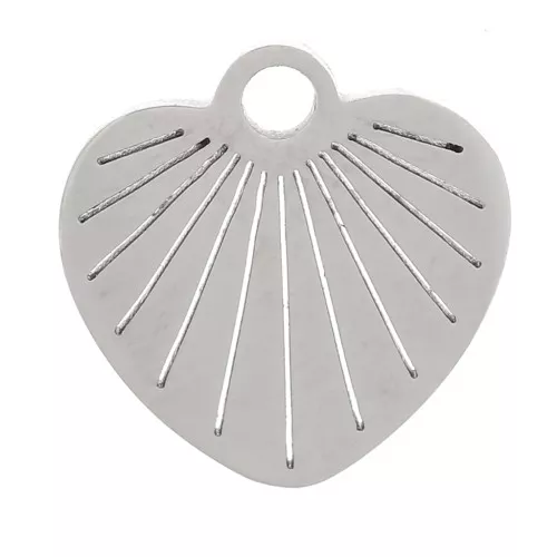 Breloque coeur strié 10 mm - Acier inoxydable 304 x1
