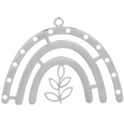 Pendentif multi-trous 26x36 mm avec petite feuille - Acier inoxydable 304 x1|raw }}