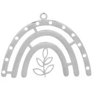 Pendentif multi-trous 26x36 mm avec petite feuille - Acier inoxydable 304 x1