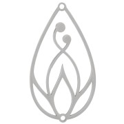 Intercalaire goutte évidé 40x22 mm - motif arabesques - Acier inoxydable 316L x1