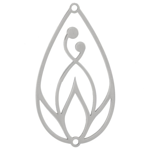 Intercalaire goutte évidé 40x22 mm - motif arabesques - Acier inoxydable 316L x1