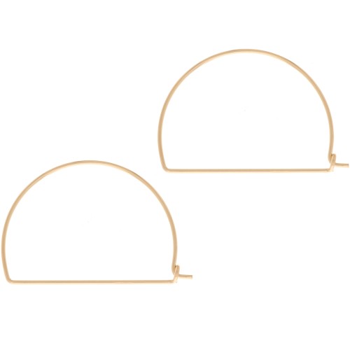 Créoles fil forme demi-lune à décorer 20x28 mm pour tissage - Gold filled (or laminé) x2