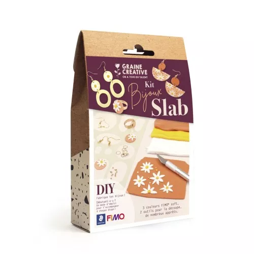 Kit de modelage Fimo - Bijoux Slab fleuris