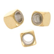 Perles cubes arrondies 2.5 mm - Acier inoxydable 304 Doré x10