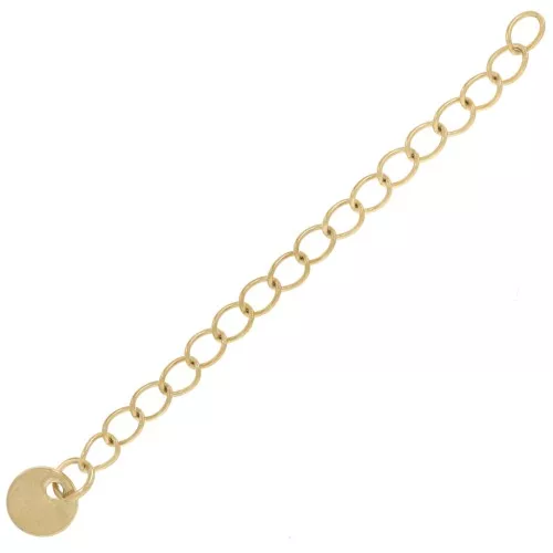 Chainette d'extension maille Rombo 58 mm & médaille - Acier inox 304L Doré x1
