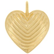 Pendentif coeur strié 24x20 mm - Doré à l'or fin x1|raw }}