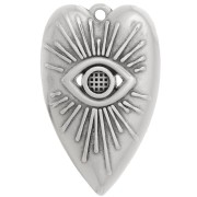 Pendentif coeur motif oeil 39x24 mm pour cabochon 4mm - Placage Argent fin vieilli|raw }}