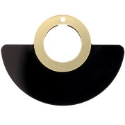 Pendentif éventail en plexiglas 41x56 mm - Noir - Doré x1|raw }}