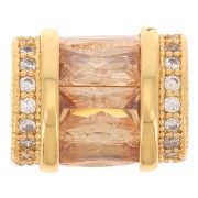 Perle tube avec oxydes de zirconium 12x10 mm - Doré - Crystal - Champagne x1|raw }}