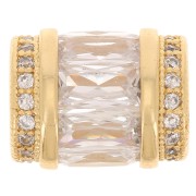 Perle tube avec oxydes de zirconium 12x10 mm - Doré - Crystal x1|raw }}