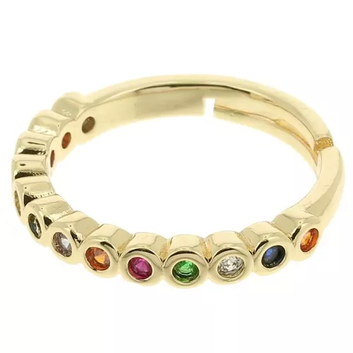Bague fine réglable avec petits oxydes de Zirconium - Doré - Multicolore x1
