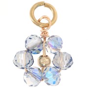 Pendentif fleur 12 mm en perles en verre facetté - Doré - Light Grey AB x1|raw }}
