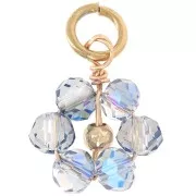 Pendentif fleur 12 mm en perles en verre facetté - Doré - Light Grey AB x1