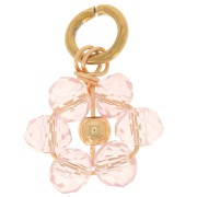 Pendentif fleur 12 mm en perles en verre facetté - Doré - Light Rose x1|raw }}