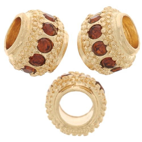 Perle rondelle strassée 7x6 mm - Doré - Topaz x1