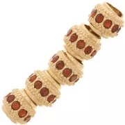 Perle rondelle strassée 7x6 mm - Doré - Topaz x1