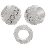 Perle rondelle strassée 7x6 mm - Argenté - Crystal x1|raw }}