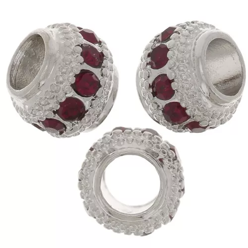Perle rondelle strassée 7x6 mm - Argenté - Siam x1
