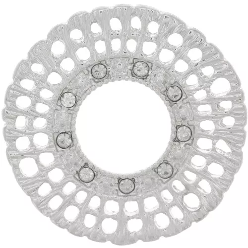 Intercalaire rond strié multi-trous 24 mm avec strass - Argenté - Transparent x1