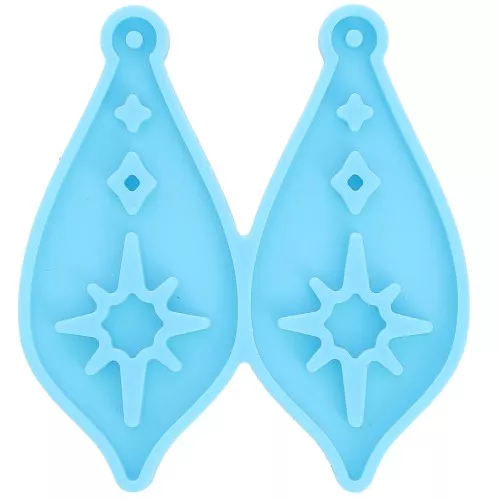 Moule silicone - boucles d'oreilles goutte - motif étoiles évidées - résine époxy