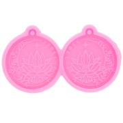 Moule silicone - boucles d'oreilles rond - fleur de Lotus & lune - résine époxy