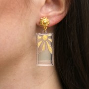 Moule silicone - boucles d'oreilles rectangle - motif soleil - pour résine époxy|raw }}