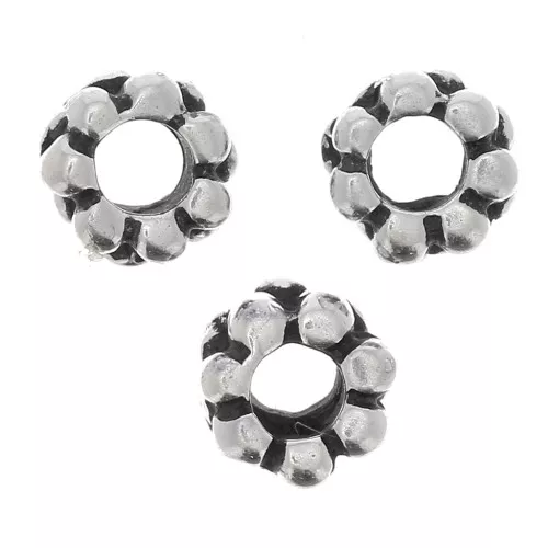 Perles rondelles forme fleur 4 mm - Argenté vieilli x10